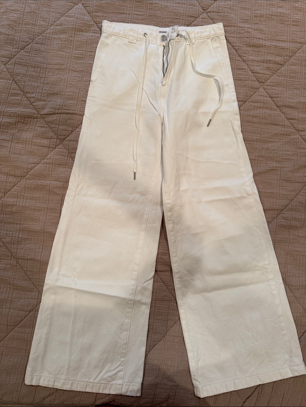 Hudson Jeans white Wide-Leg Drawstring Pants